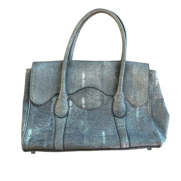 BCBG Black White Stingray Print Leather Handbag Shoulder Bag Designer Tote - Picture 2 of 11